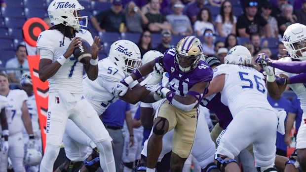 Lance Holtzclaw, shown against Tulsa, had his first career sack against WSU.